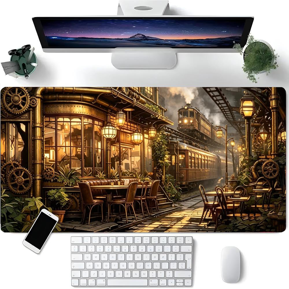 Gaming Accessories Retro - Retro Industrial Train Station Desk Pad