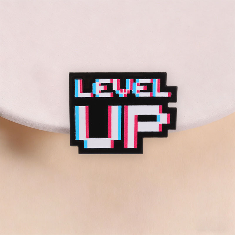 Level Up Glitch Pixel Badge Re - Gaming Accessories Retro ulasan dan harga
