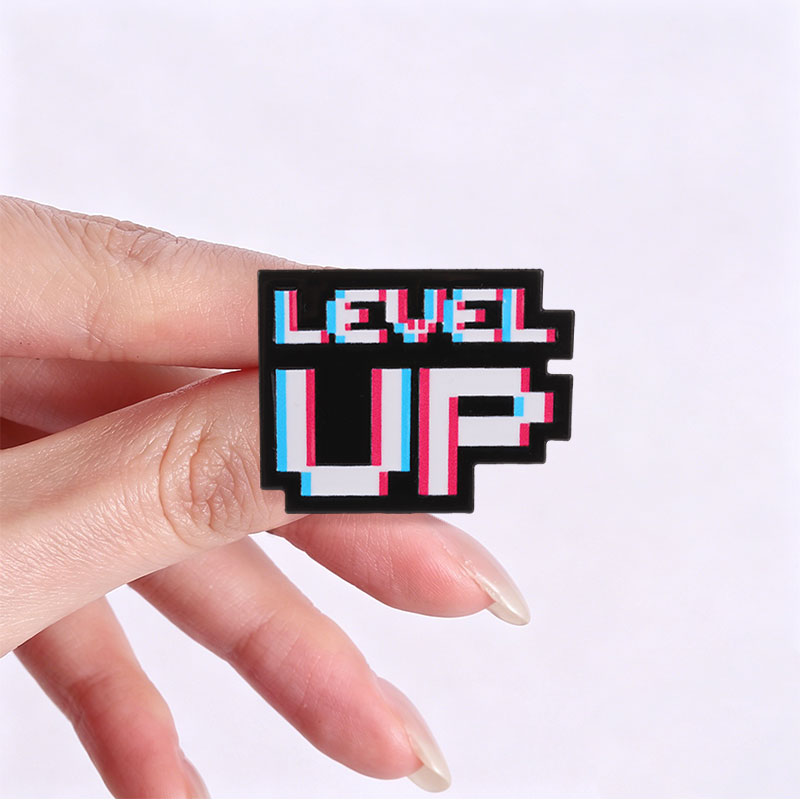 Level Up Glitch Pixel Badge Re - Gaming Accessories Retro ulasan dan harga